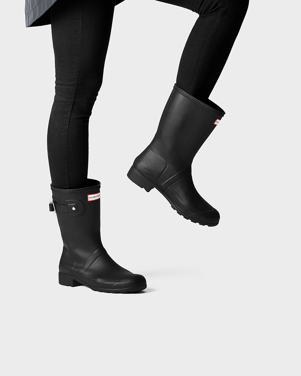 Hunter Original Tour Foldable Short Rain Boots - For Sale Cheap Womens Black - SAQLIK692